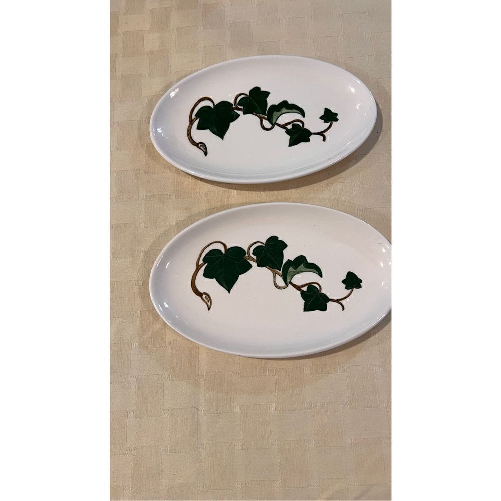 Vintage Metlox Poppytrail California Ivy Handpainted Green Ceramic Small Tray